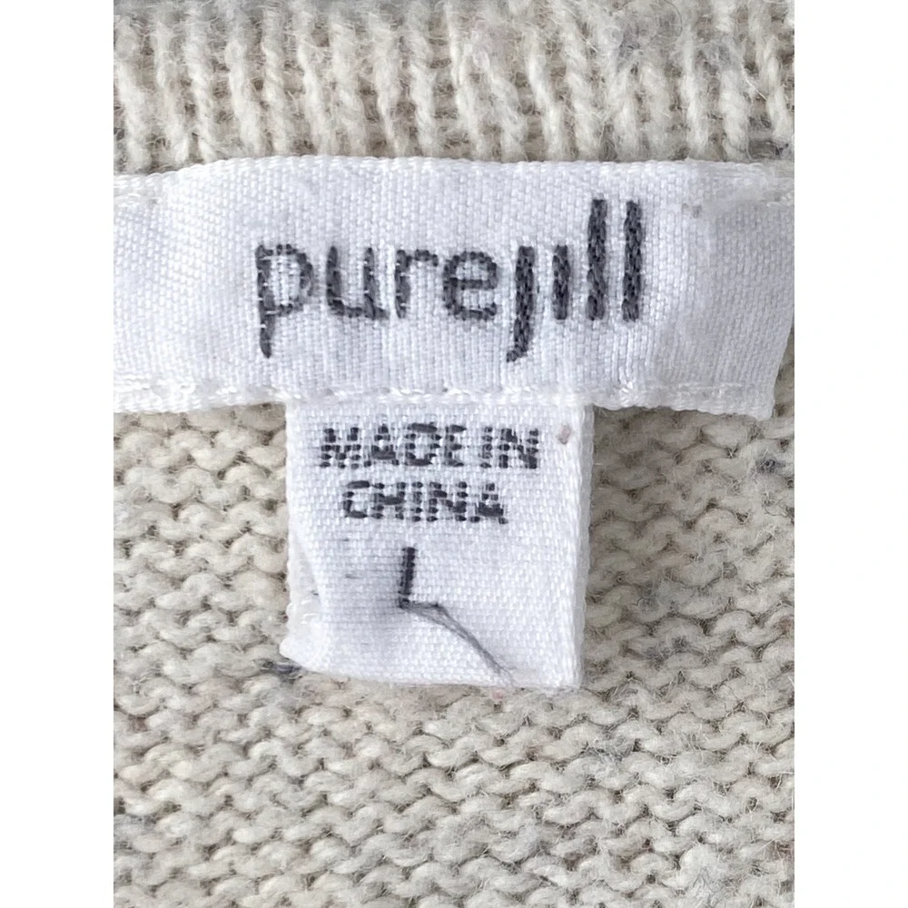 Pure J Jill Womens Wool Pullover L Ivory V Neck Knit Quiet Luxury Coastal - Picture 7 of 10